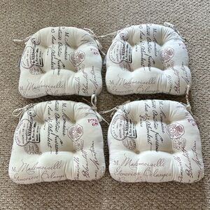 Pillow Perfect French Postale Reversible Chair Cushions Set of FOUR